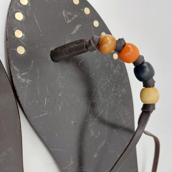 Zara Sandals US 8 EUR 39 Lace Up with Beads Studded Leather - Picture 16 of 16